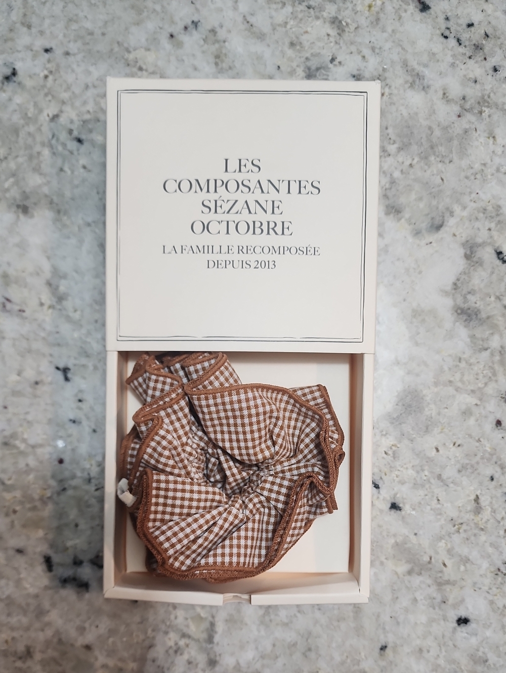 Sézane Brown Gingham Hair Scrunchie